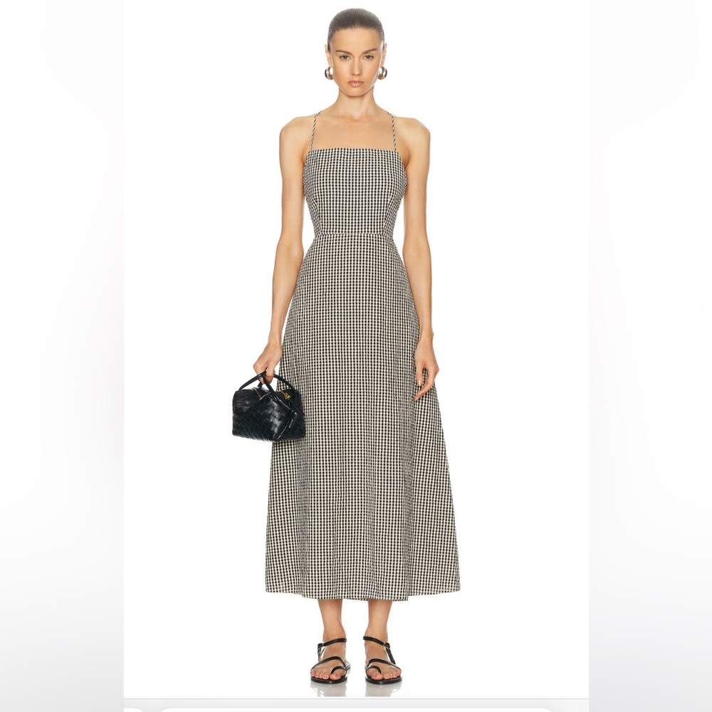 Posse Black and White Pleated A-line Maxi Dress
